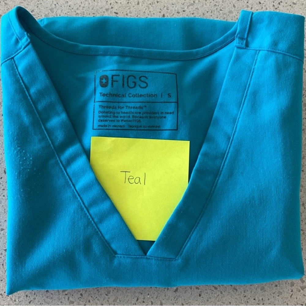 Figs Teal Scrub Top